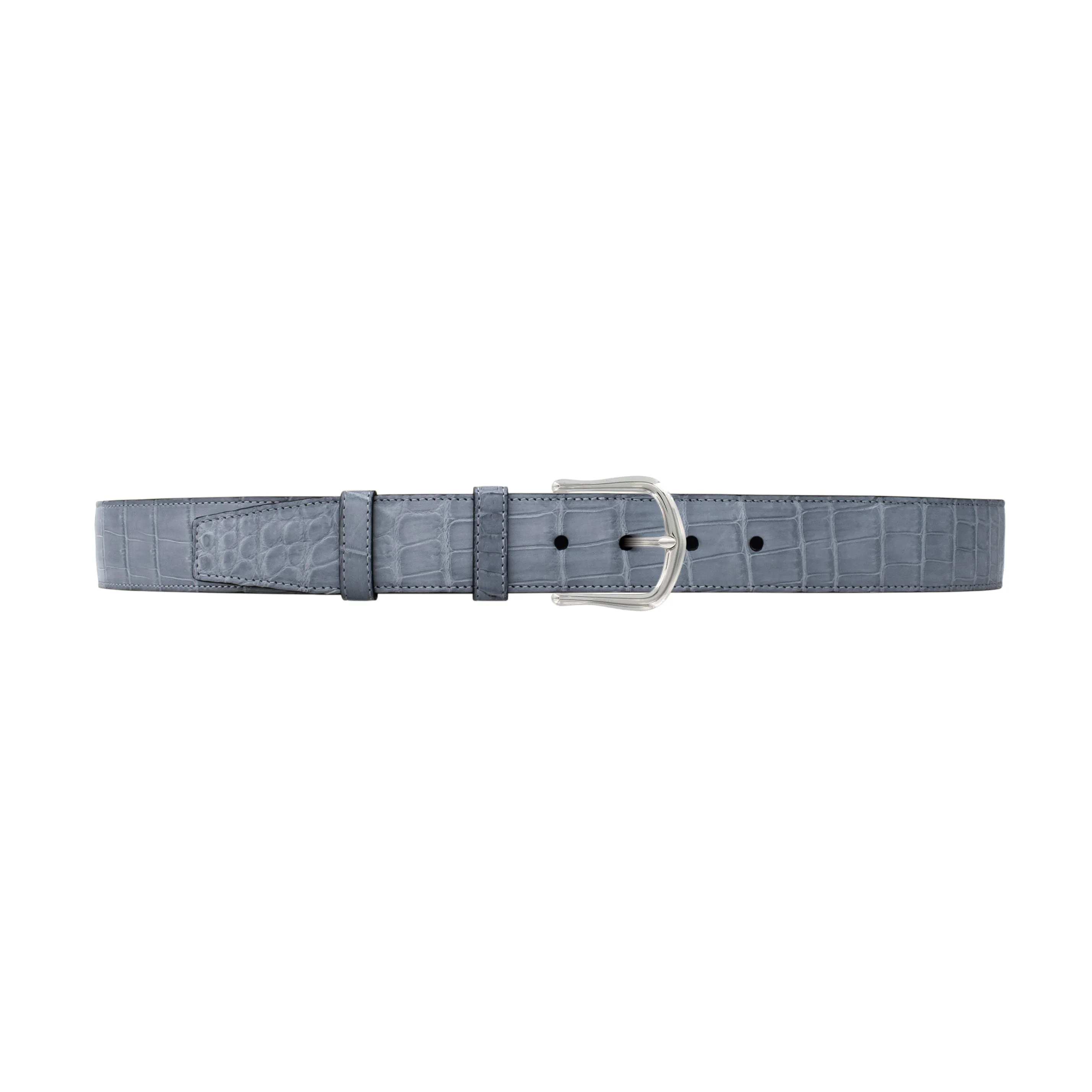 1 1/2" Slate Seasonal Belt with Derby Cocktail Buckle in Polished Nickel