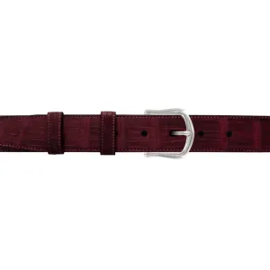 1 1/4" Burgundy Seasonal Belt with Derby Cocktail Buckle in Polished Nickel