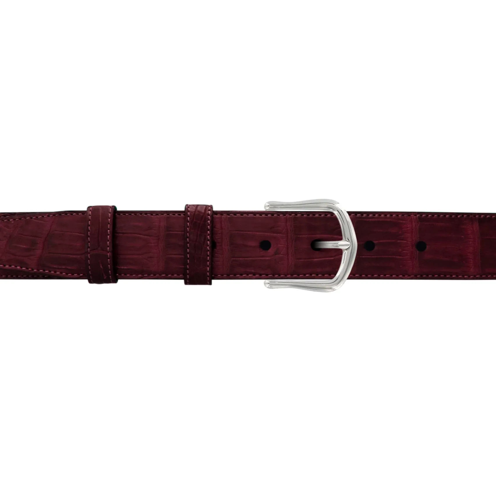 1 1/4" Burgundy Seasonal Belt with Derby Cocktail Buckle in Polished Nickel
