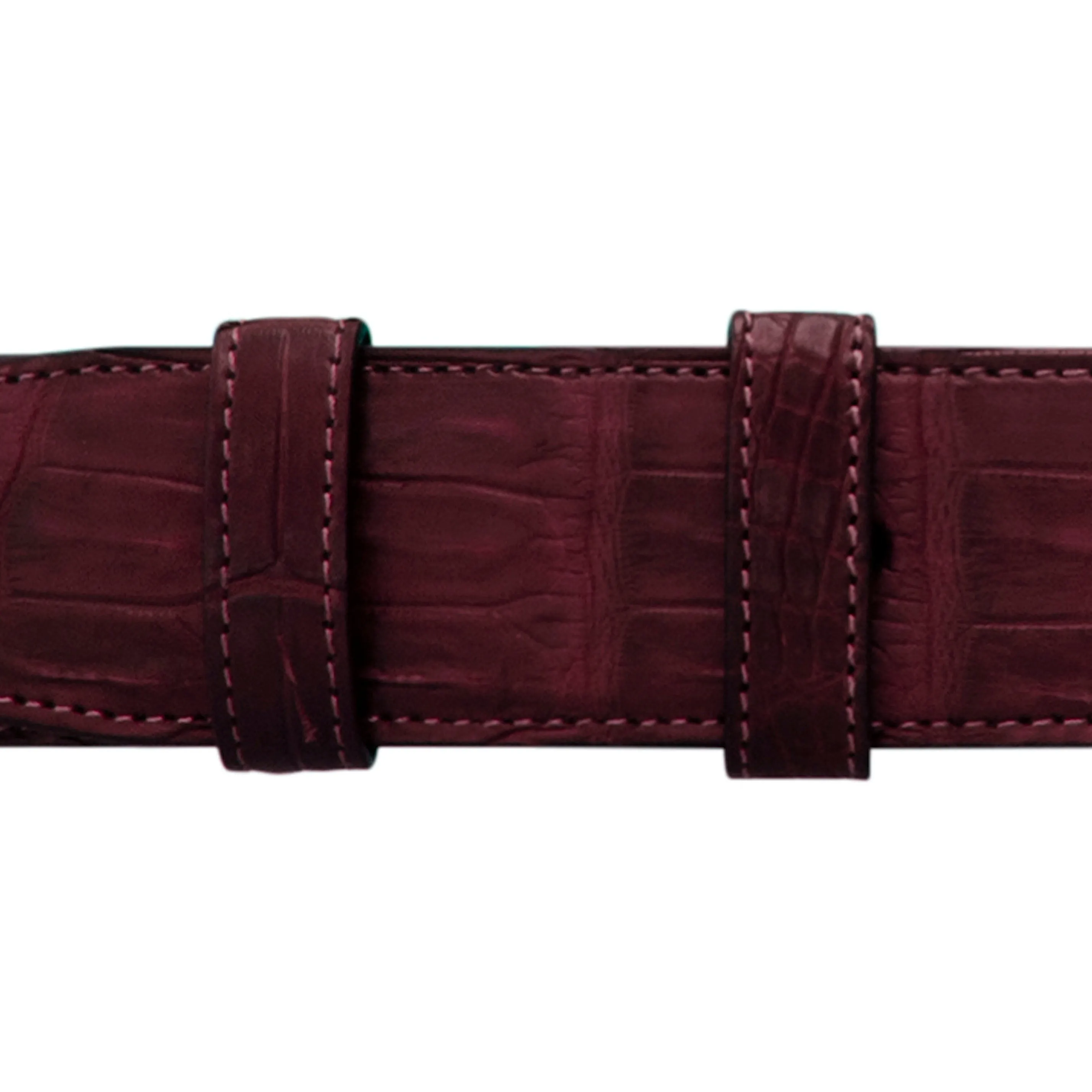 1 1/4" Burgundy Seasonal Belt with Derby Cocktail Buckle in Polished Nickel