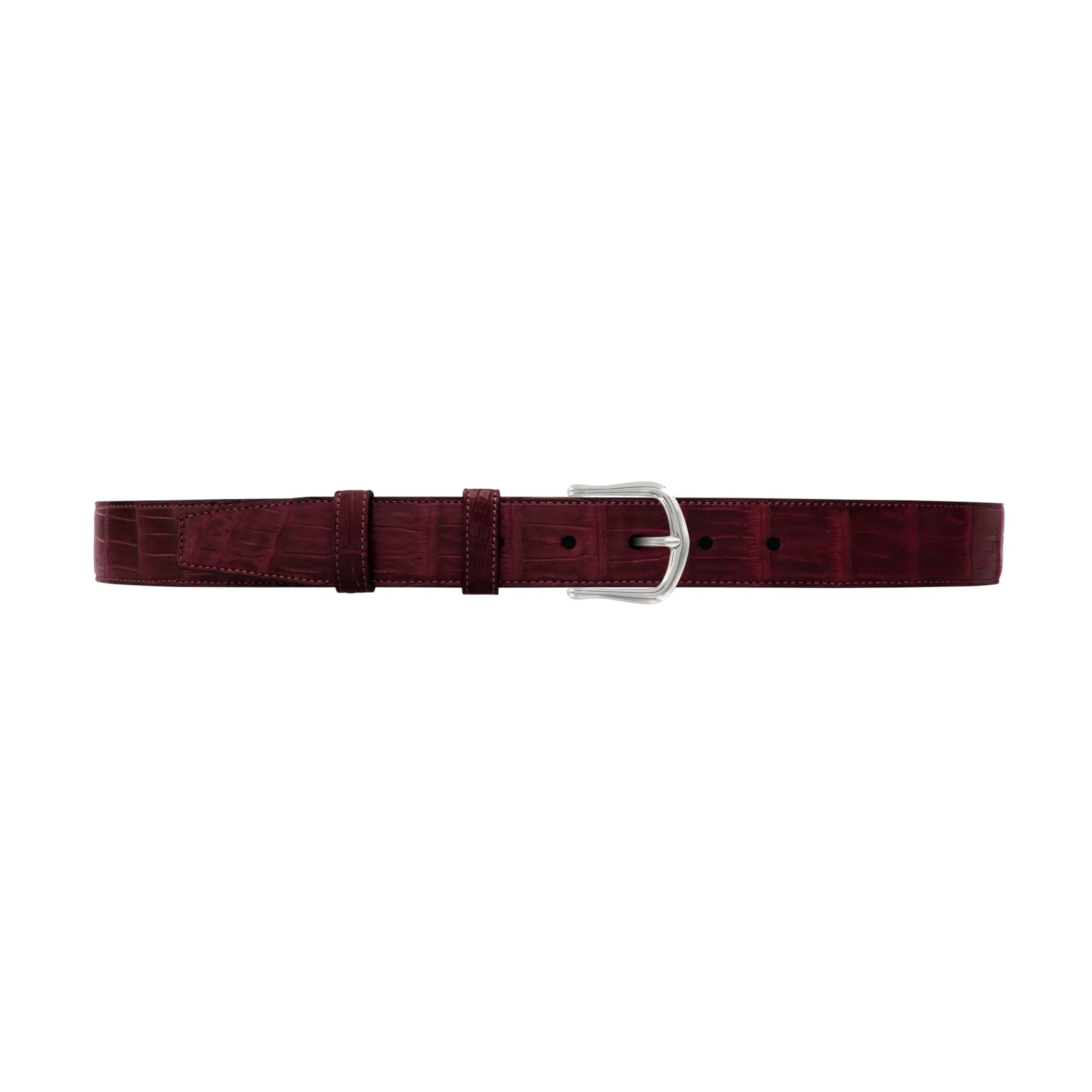 1 1/4" Burgundy Seasonal Belt with Derby Cocktail Buckle in Polished Nickel