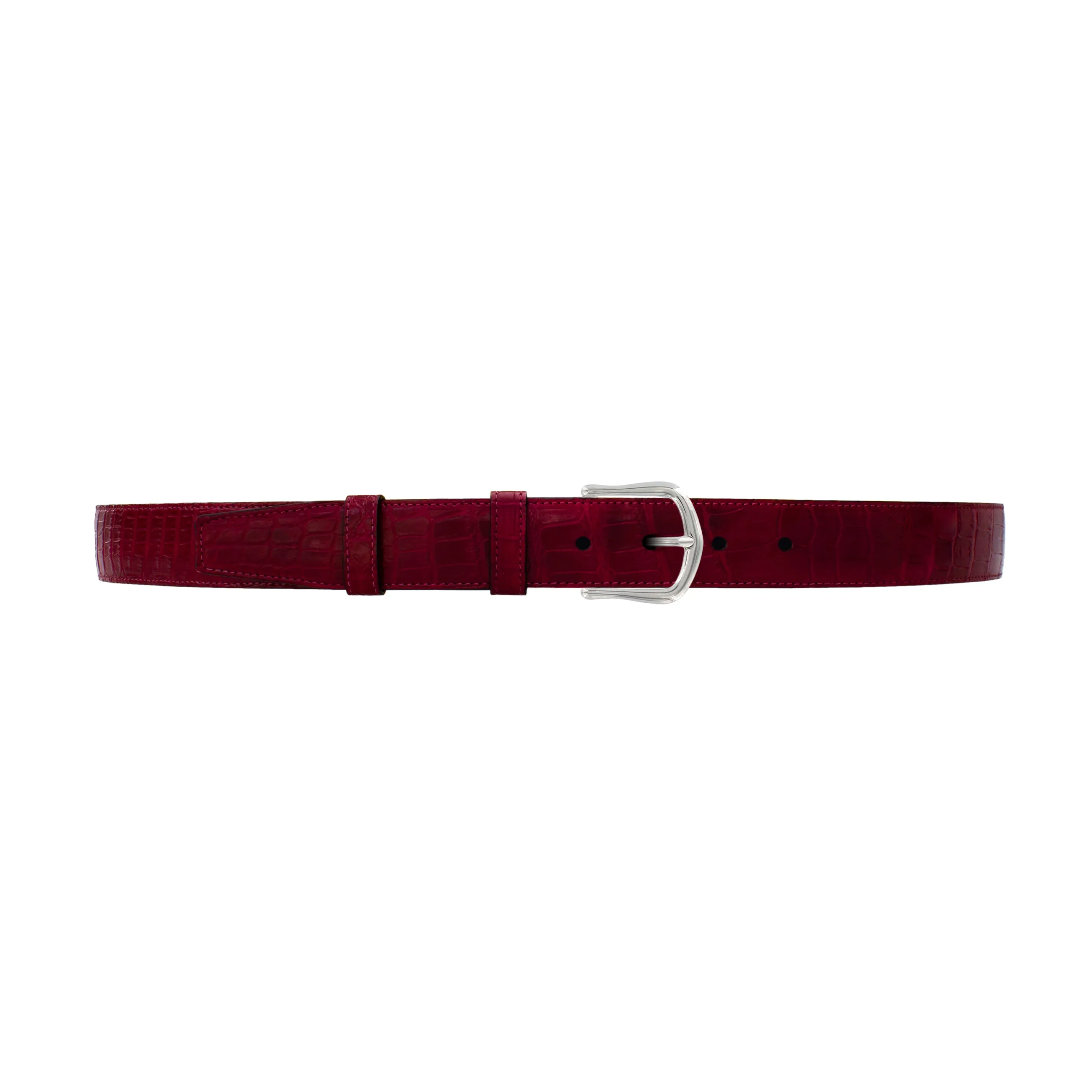 1 1/4" Garnet Seasonal Belt with Derby Cocktail Buckle in Polished Nickel