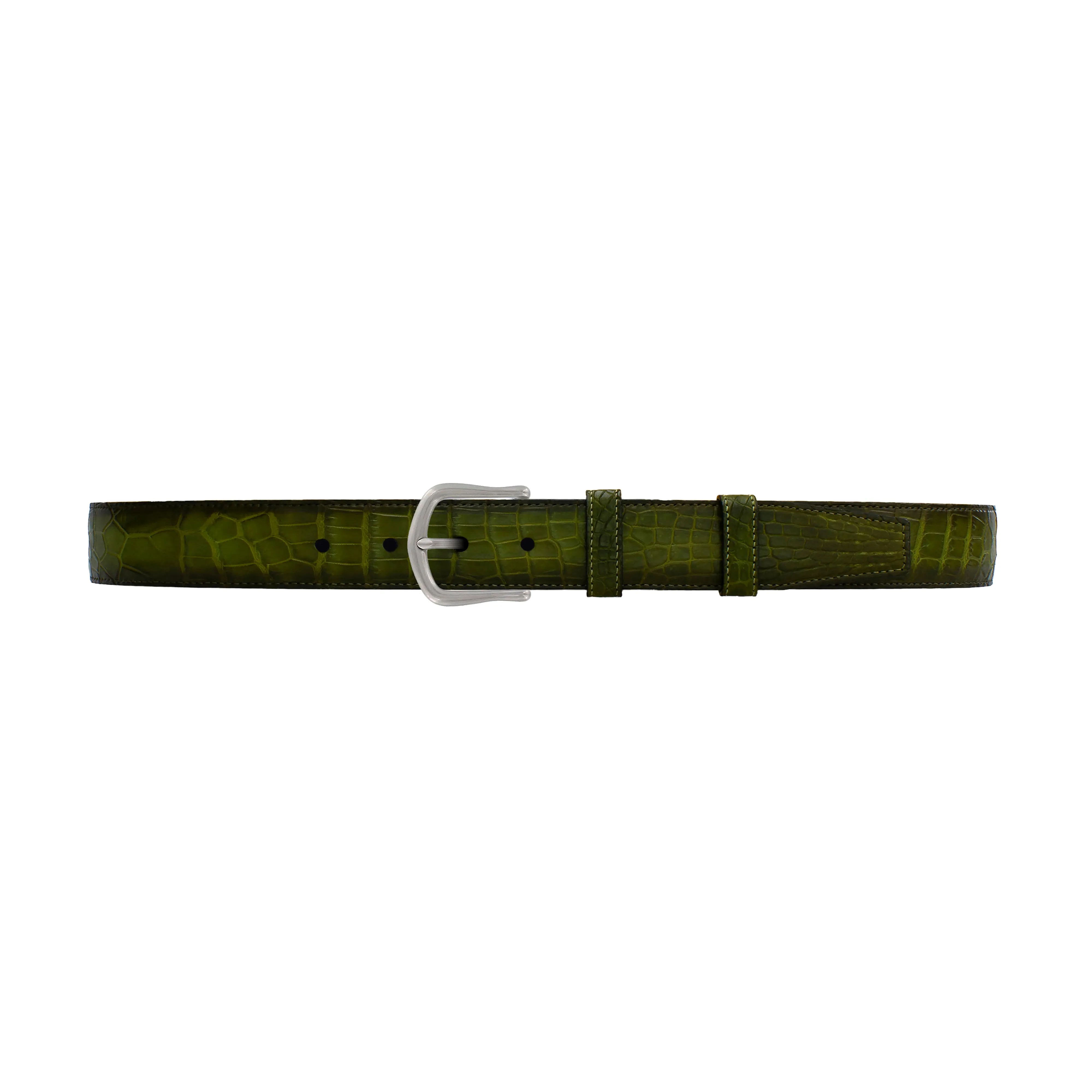 1 1/4" Pine Patina Belt with Derby Cocktail Buckle in Matt Nickel