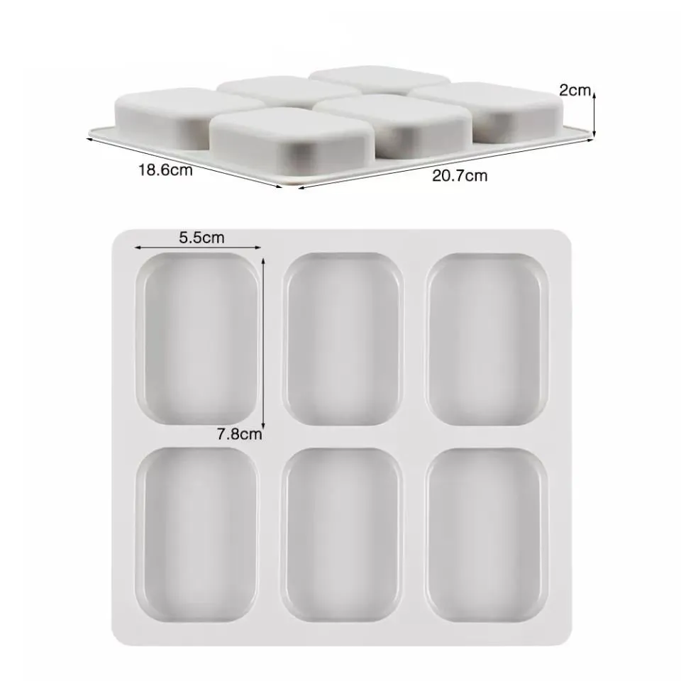 6 CAVITY RECTANGULAR SHAPE MOULD (SMOOTH EDGES)