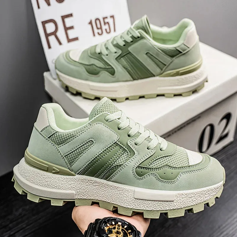 ADVBRIDGE  -  Chunky Sneakers Mens Designer Retro Running Shoes Fashion Casual Microfiber Leather Fabric Upper Height Increased Platform Shoes
