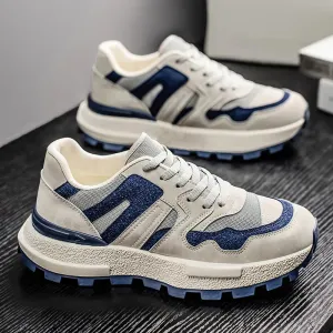 ADVBRIDGE  -  Chunky Sneakers Mens Designer Retro Running Shoes Fashion Casual Microfiber Leather Fabric Upper Height Increased Platform Shoes