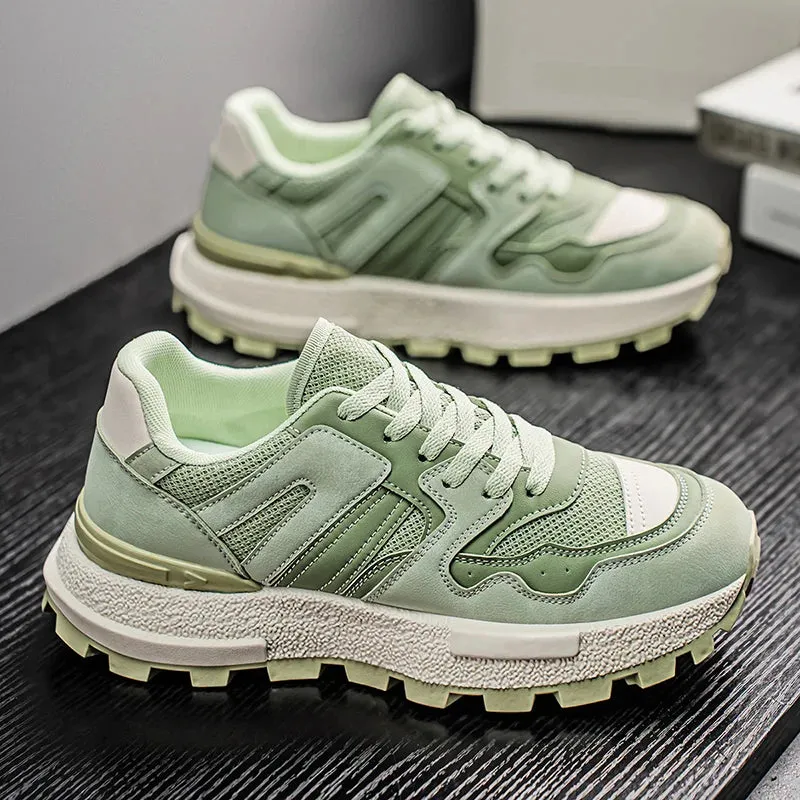 ADVBRIDGE  -  Chunky Sneakers Mens Designer Retro Running Shoes Fashion Casual Microfiber Leather Fabric Upper Height Increased Platform Shoes