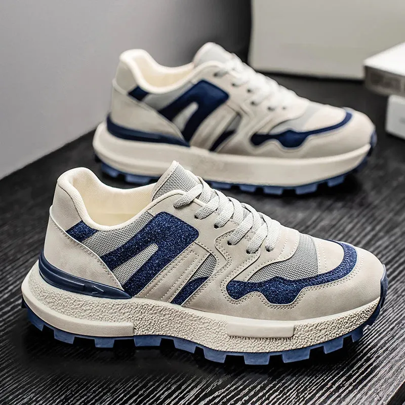 ADVBRIDGE  -  Chunky Sneakers Mens Designer Retro Running Shoes Fashion Casual Microfiber Leather Fabric Upper Height Increased Platform Shoes