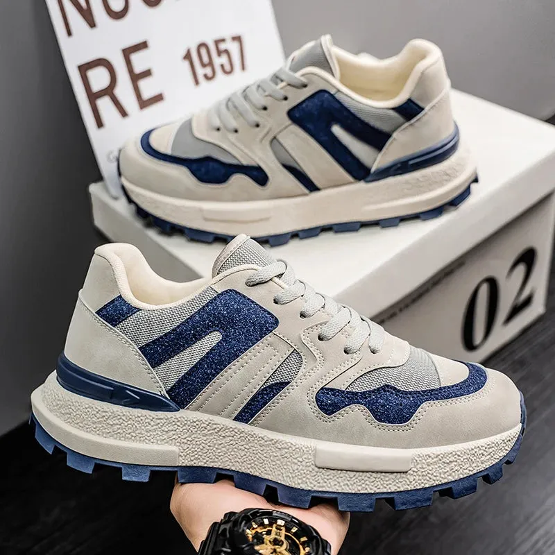 ADVBRIDGE  -  Chunky Sneakers Mens Designer Retro Running Shoes Fashion Casual Microfiber Leather Fabric Upper Height Increased Platform Shoes