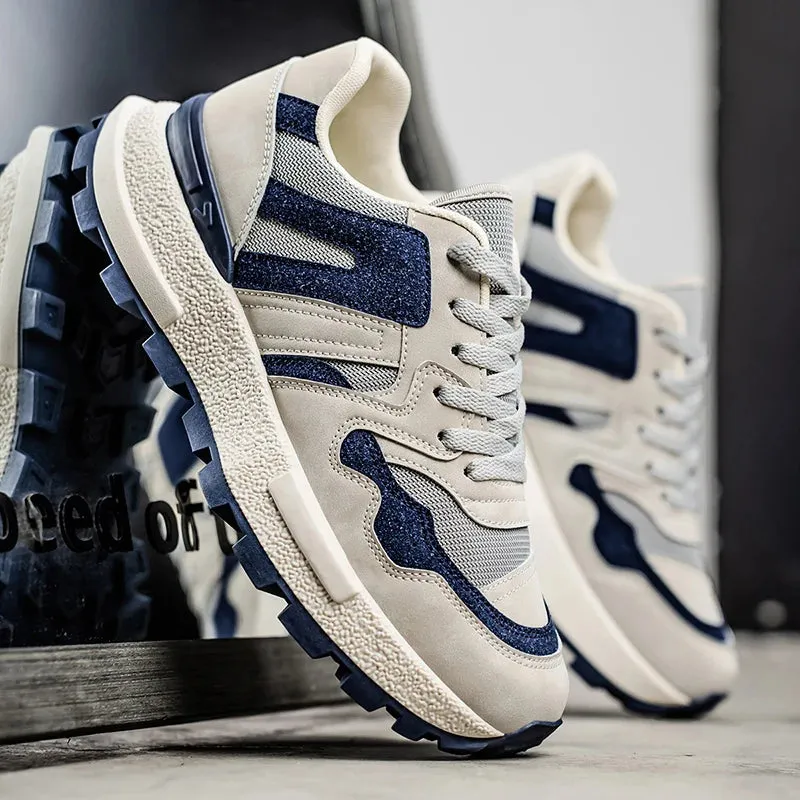 ADVBRIDGE  -  Chunky Sneakers Mens Designer Retro Running Shoes Fashion Casual Microfiber Leather Fabric Upper Height Increased Platform Shoes