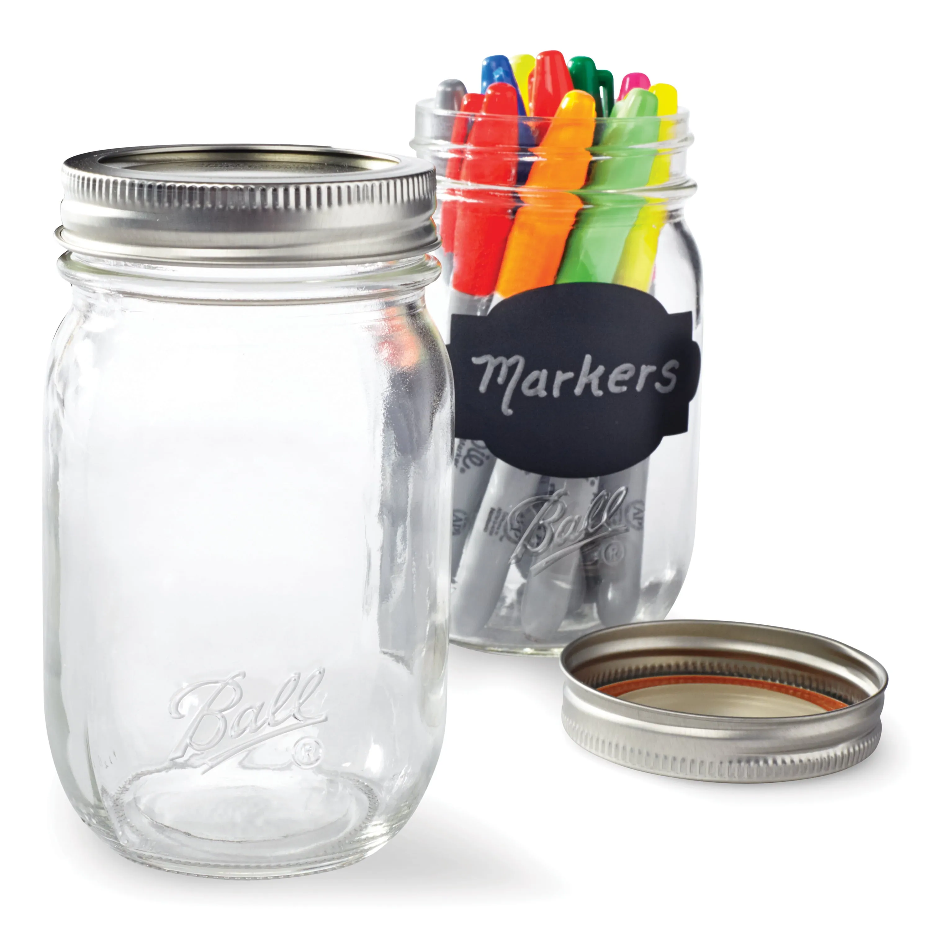 Ball 16Oz Wide Mouth Canning Mason Jar Lids, Bands Clear Glass Quart Jars 12,Box