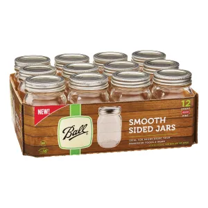 Ball 16Oz Wide Mouth Canning Mason Jar Lids, Bands Clear Glass Quart Jars 12,Box