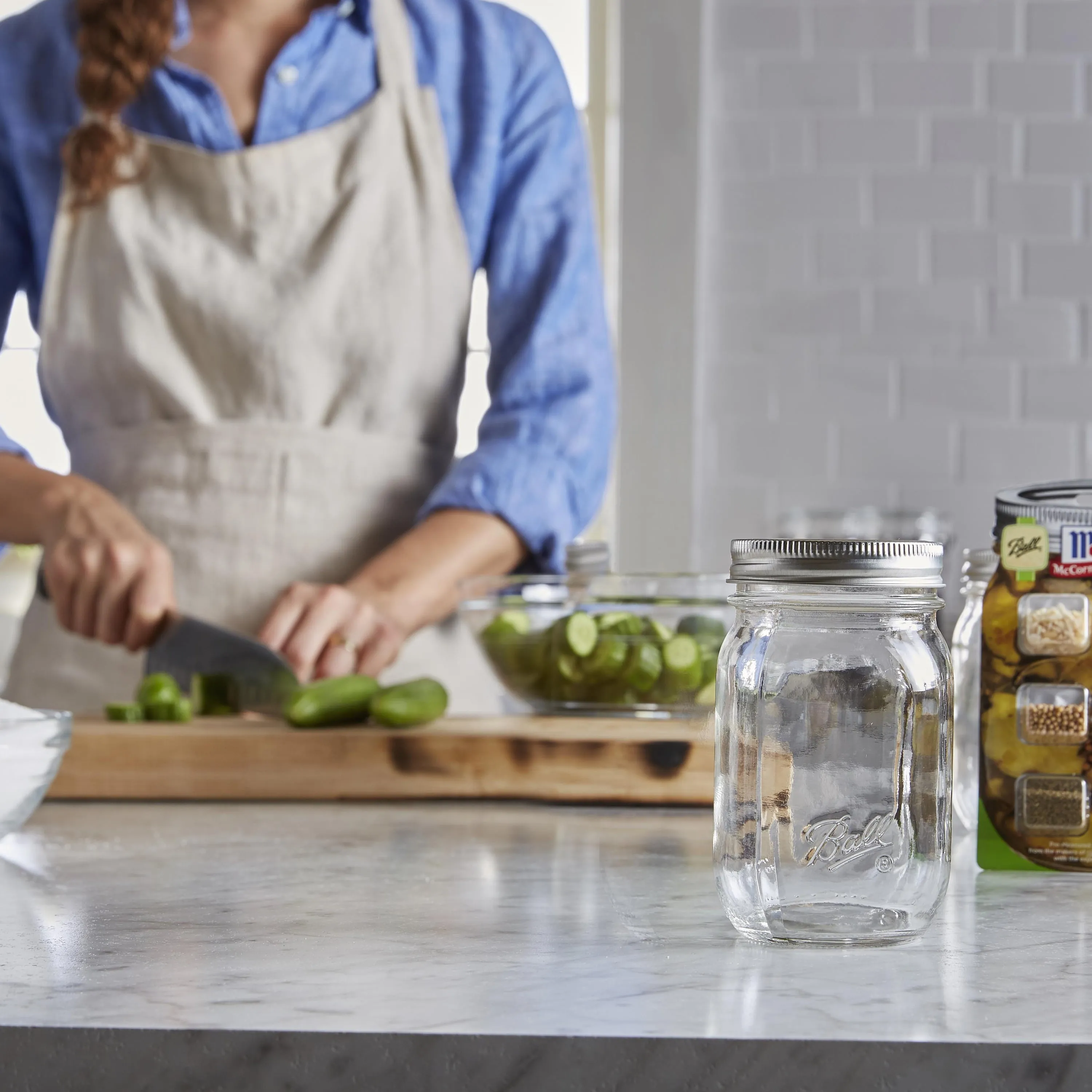 Ball 16Oz Wide Mouth Canning Mason Jar Lids, Bands Clear Glass Quart Jars 12,Box