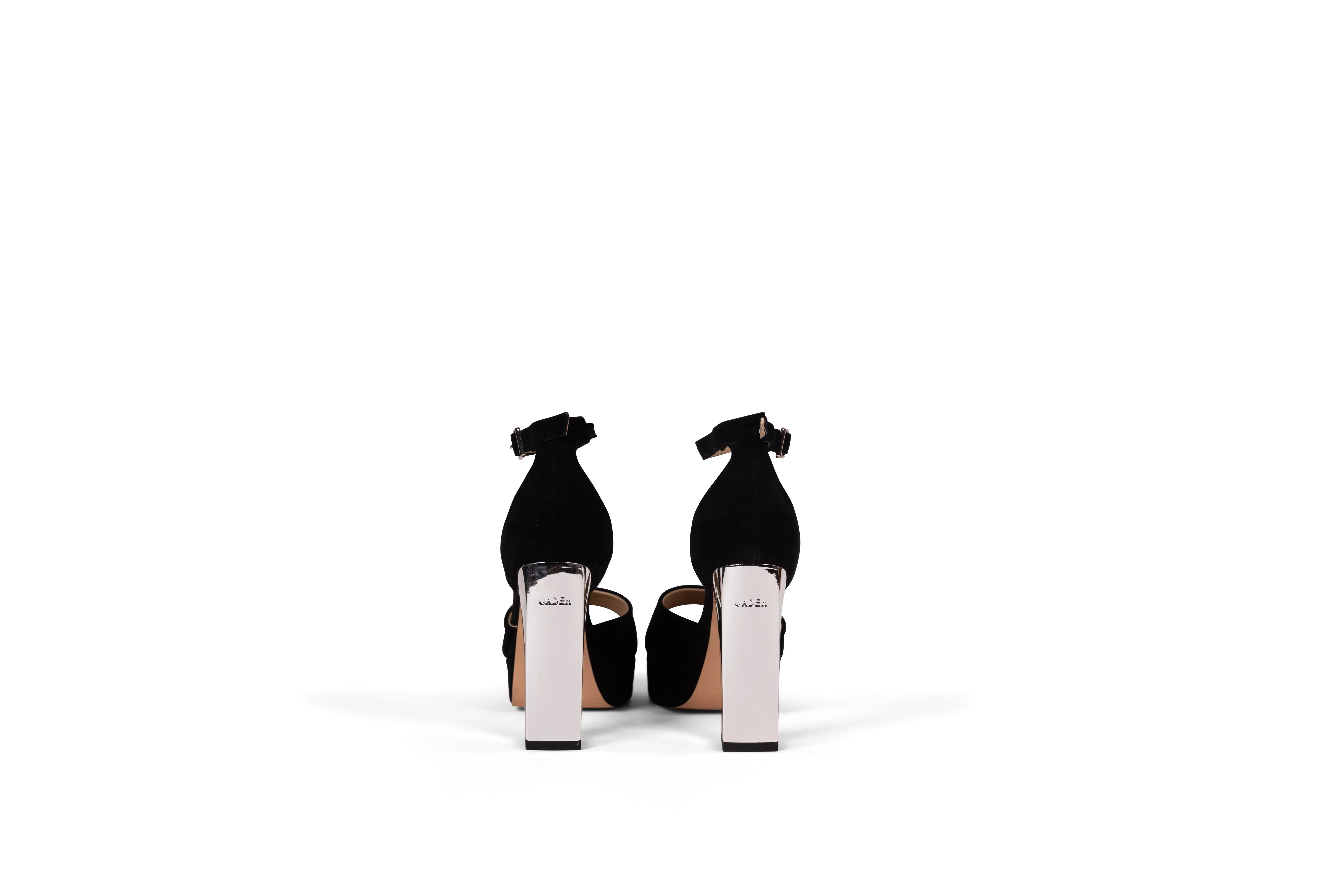 Black Suede Platinum Heel