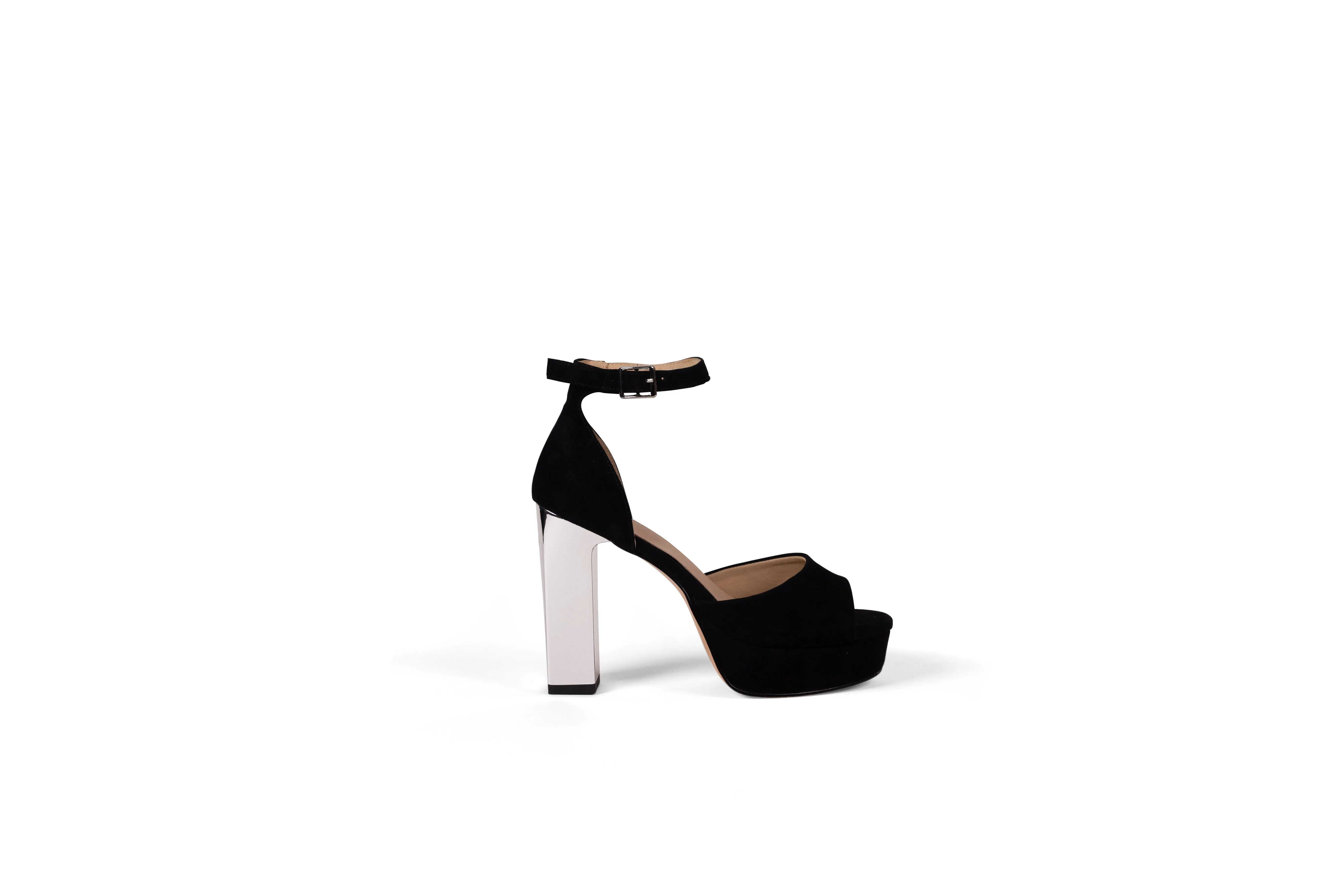 Black Suede Platinum Heel