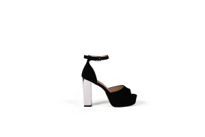 Black Suede Platinum Heel
