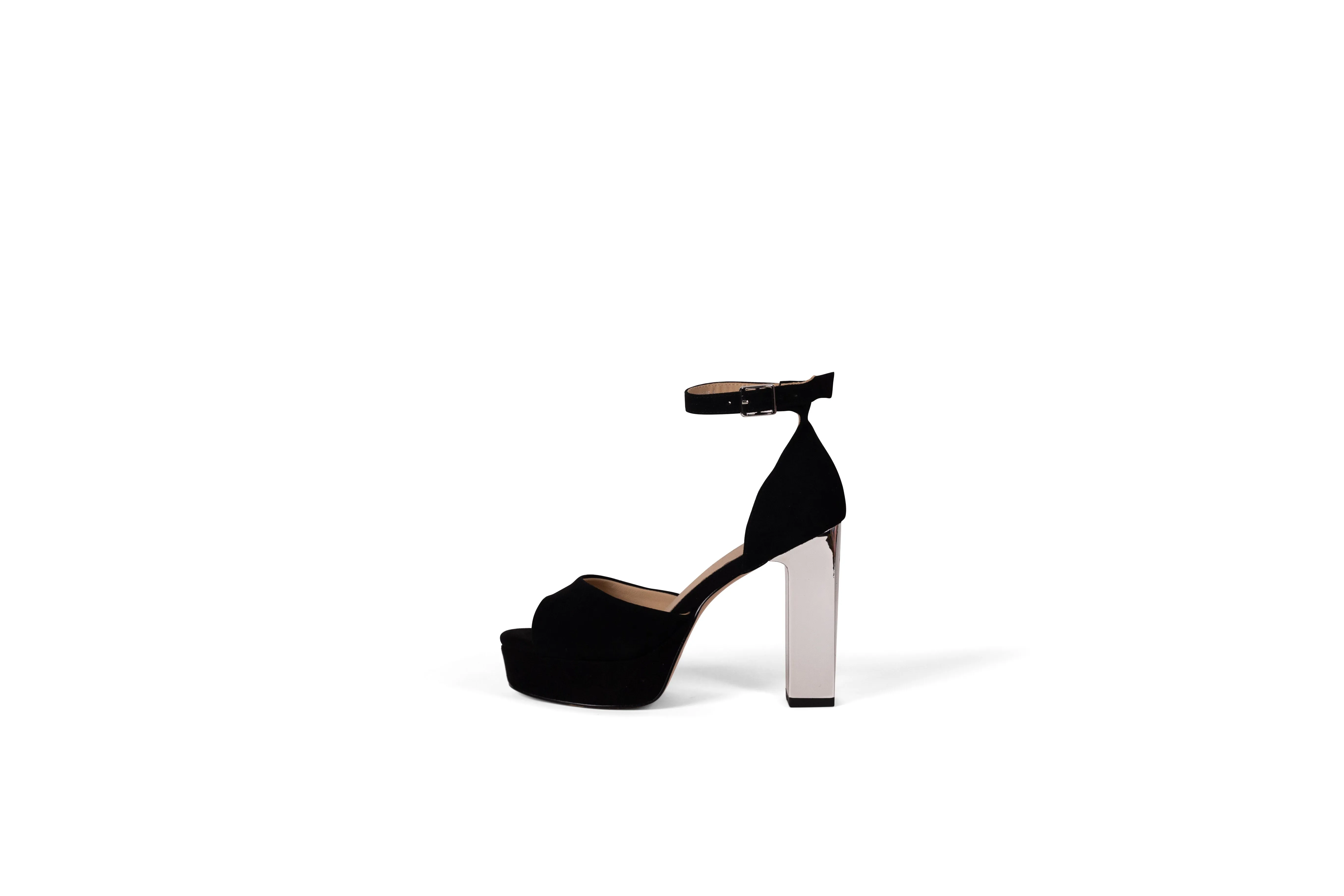 Black Suede Platinum Heel