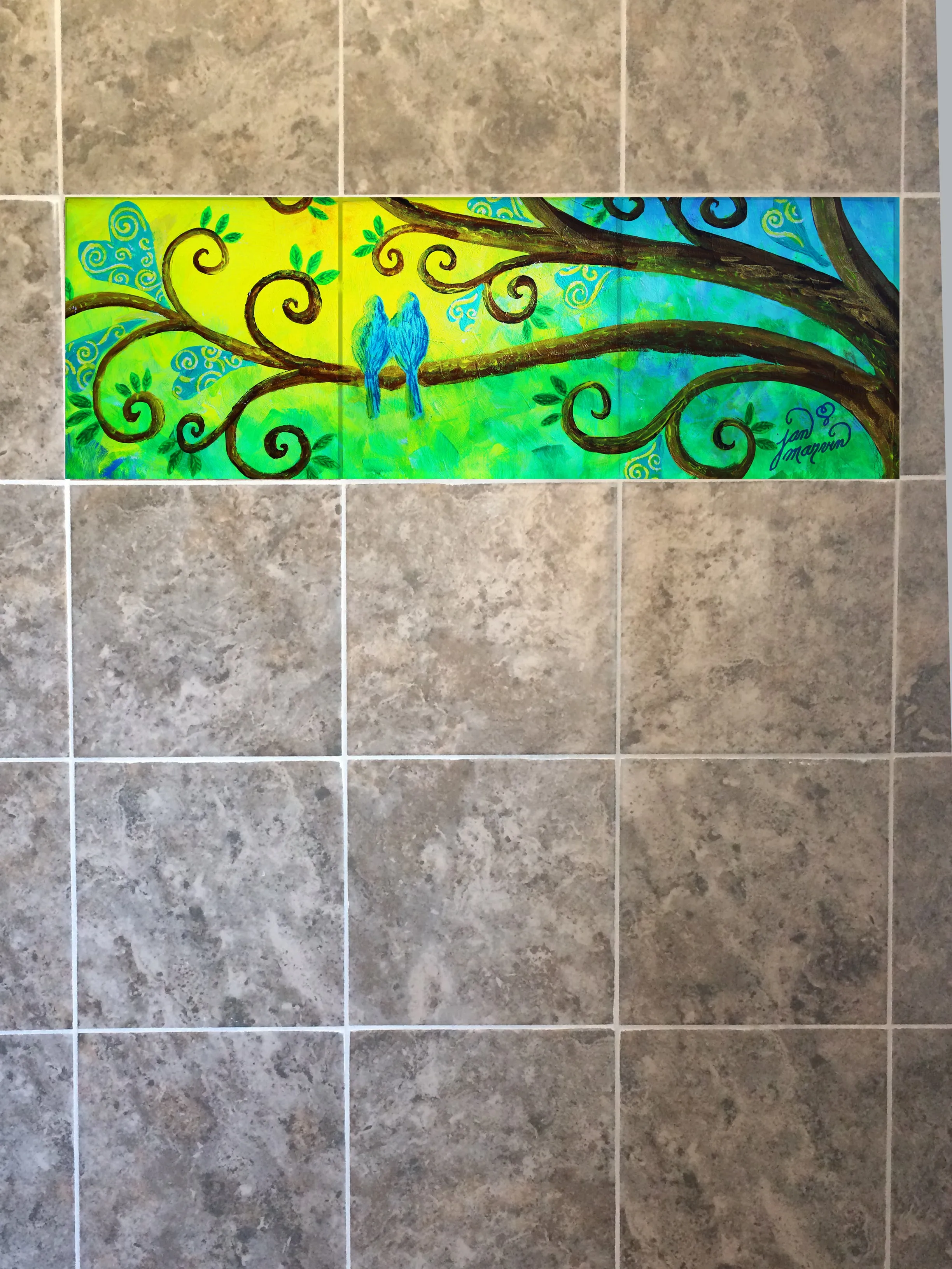 Bluebirds Tile Mural, High Quality (won't fade), Indoor or Outdoor, Beach Wall Tiles, Backsplash, Shower, Mosaic