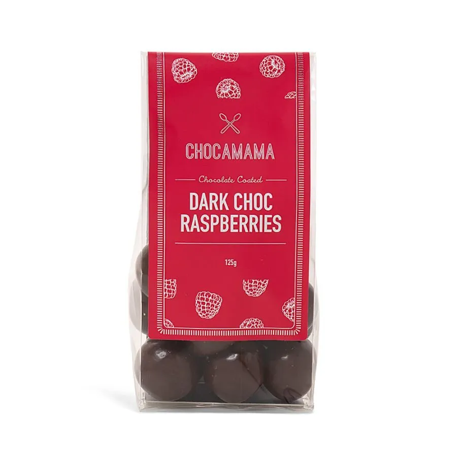 Chocamama Dark Chocolate Raspberries 125g