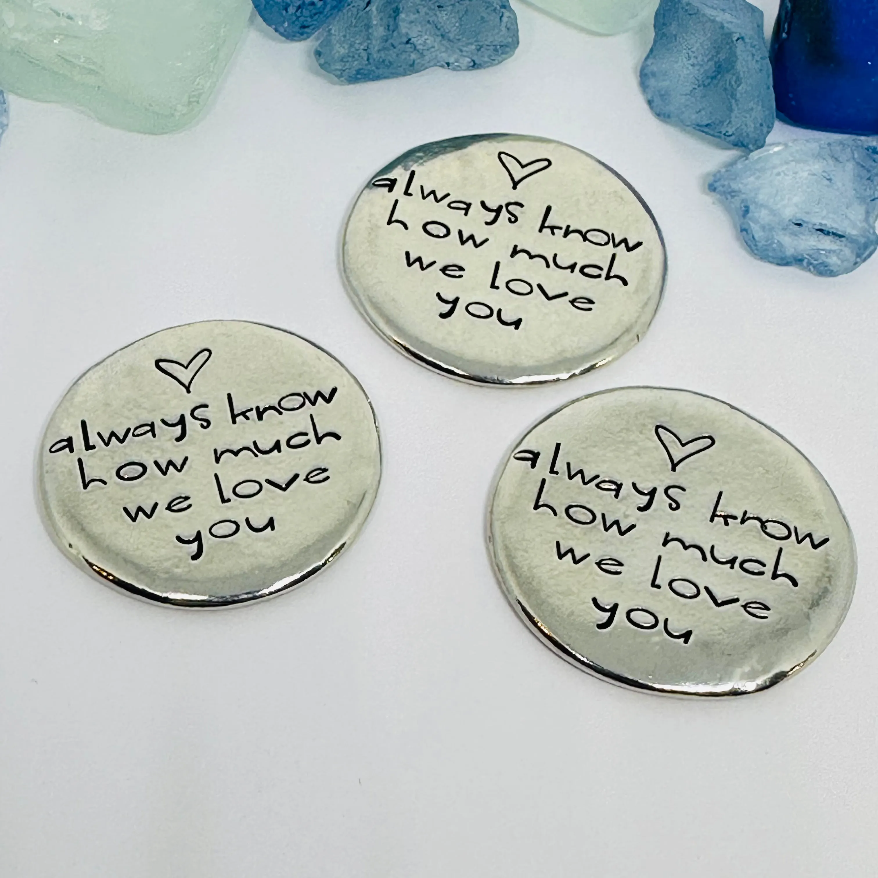 Custom Order for Heather - Hand Stamped Pewter Pocket Stones