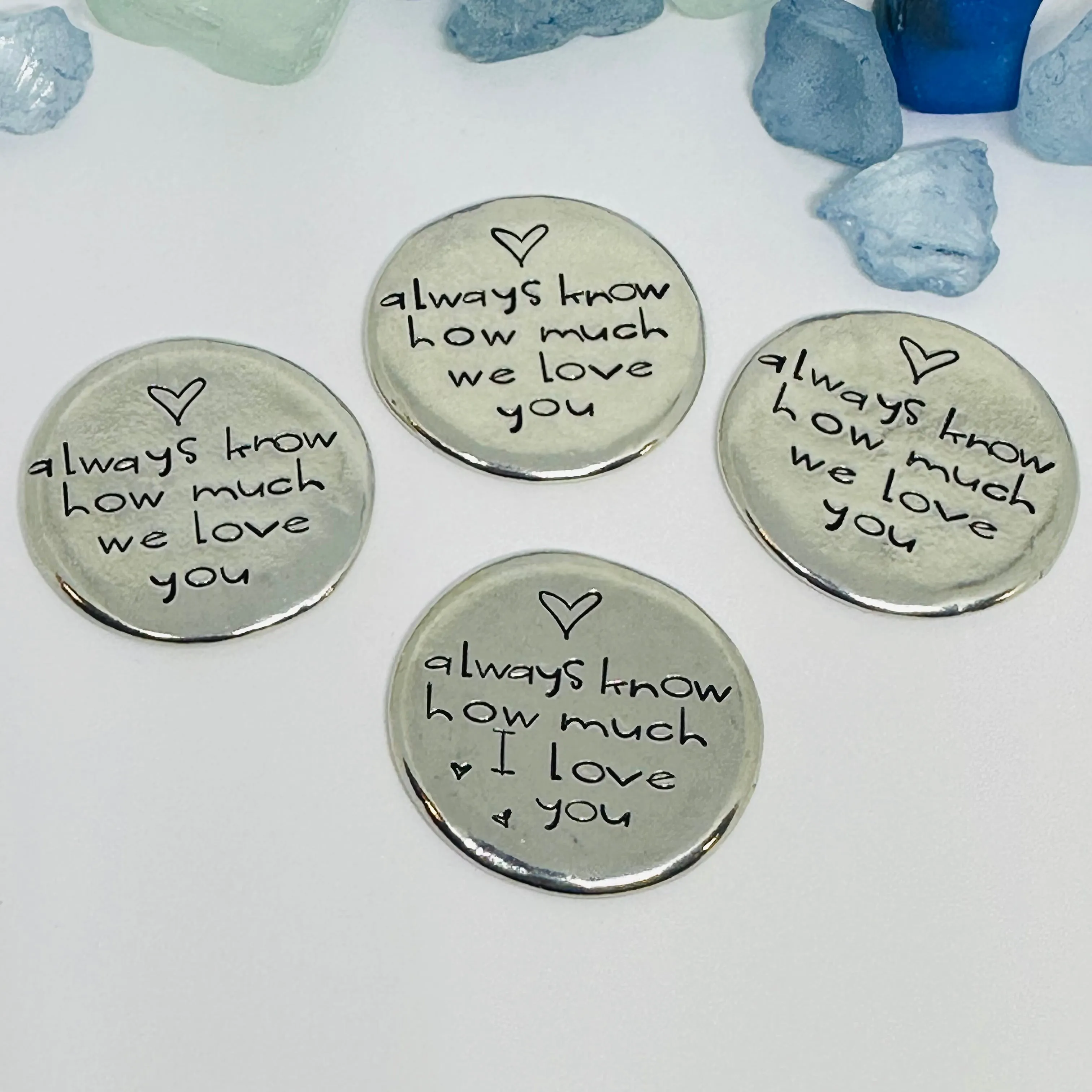 Custom Order for Heather - Hand Stamped Pewter Pocket Stones