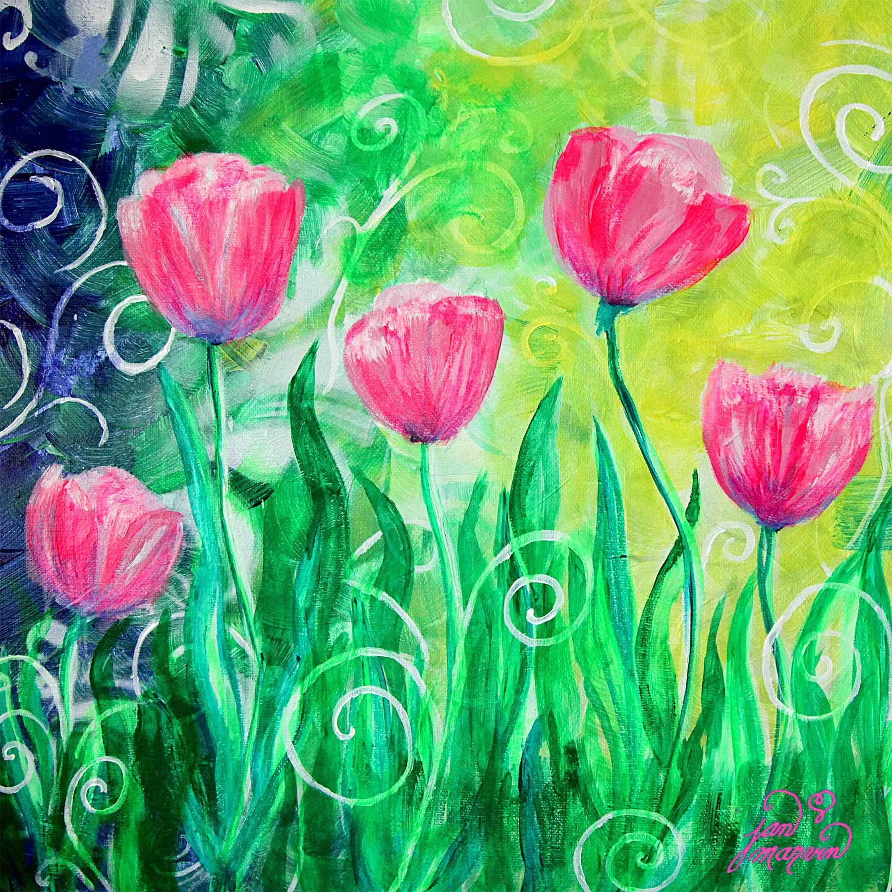 Dancing Tulips Tile Mural, High Quality (won't fade), Indoor or Outdoor, Beach Wall Tiles, Backsplash, Shower, Mosaic