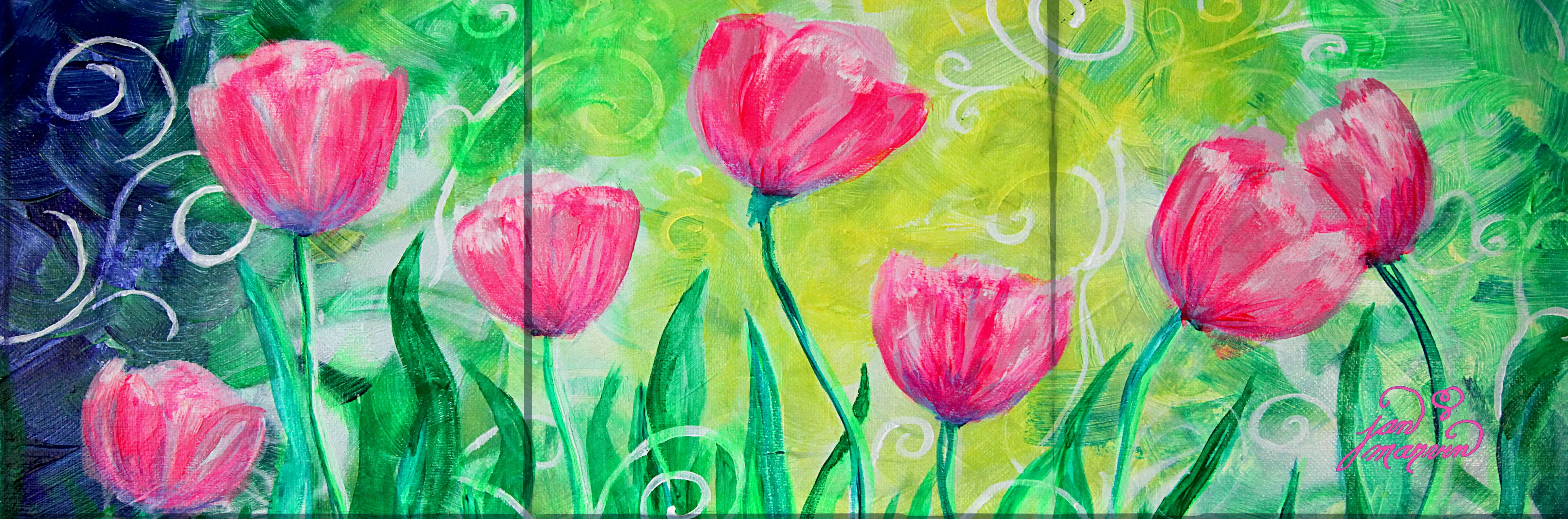 Dancing Tulips Tile Mural, High Quality (won't fade), Indoor or Outdoor, Beach Wall Tiles, Backsplash, Shower, Mosaic