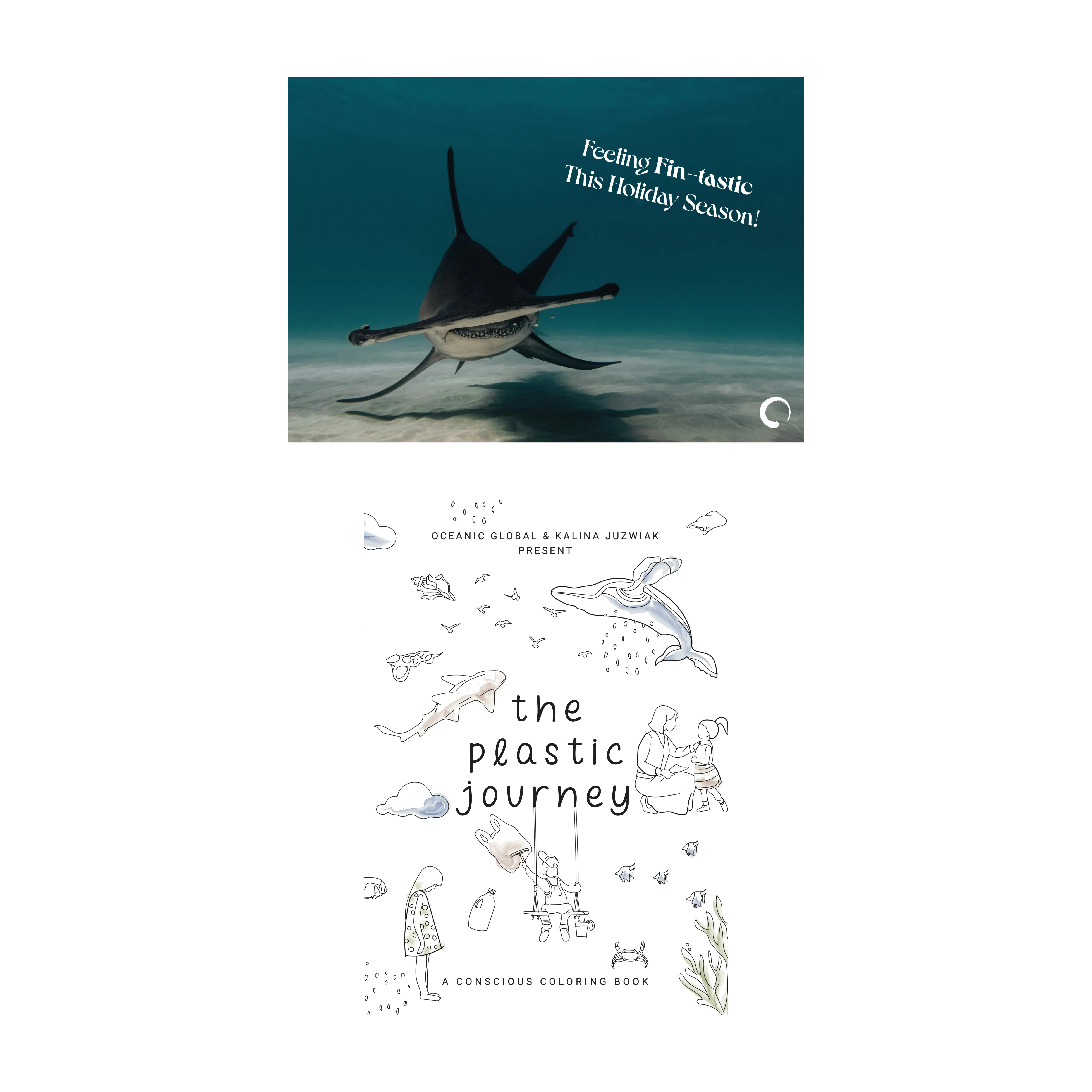 Fin-tastic Shark Holiday Card   OG Recognition   Digital Coloring Book