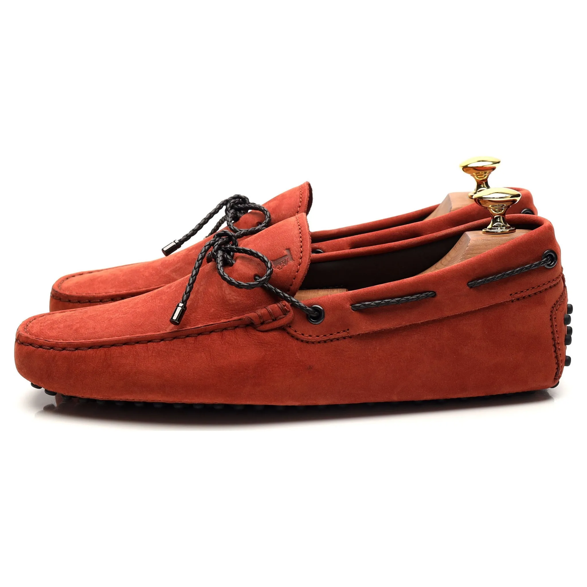 Gommino Orange Nubuck Leather Driving Loafers UK 6