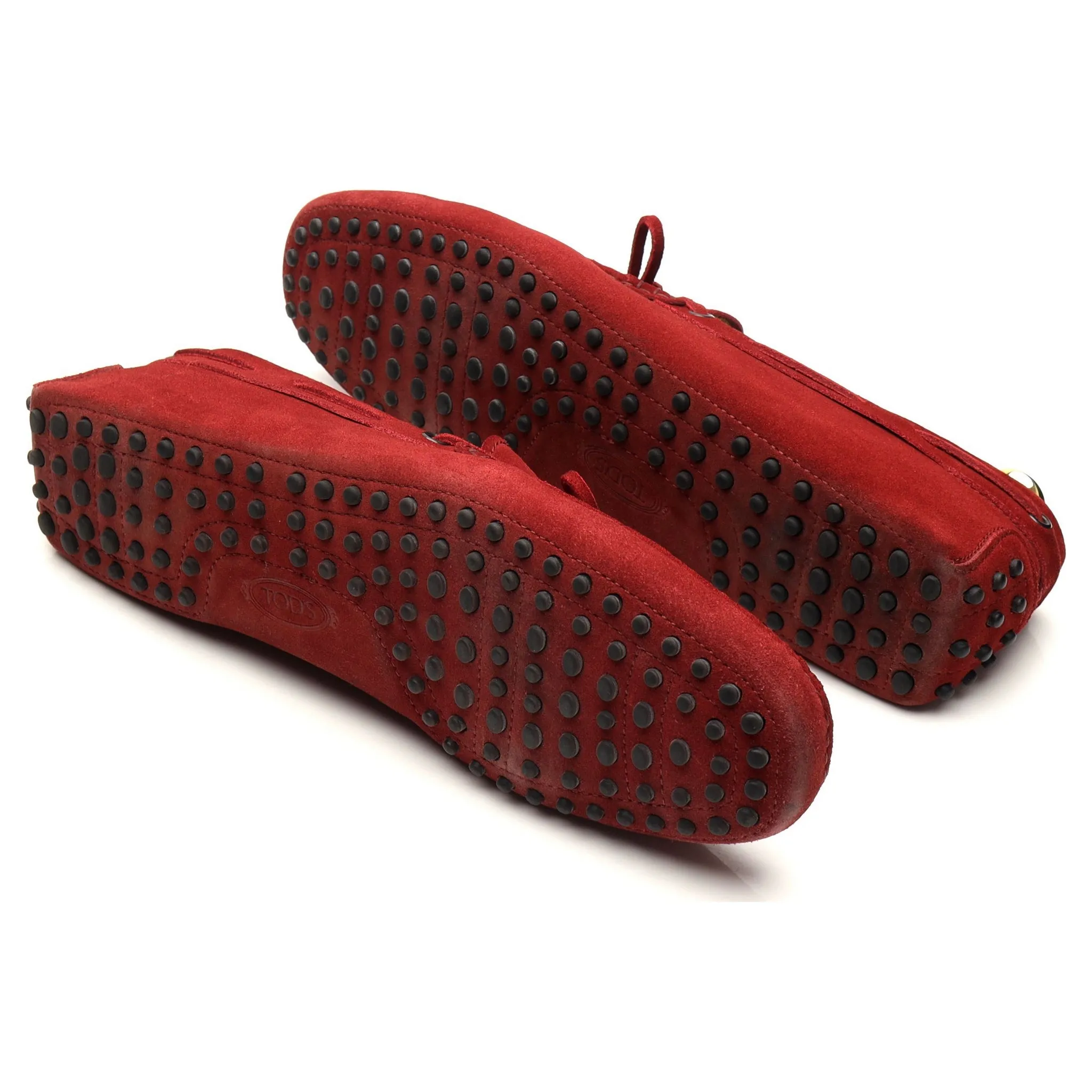 Gommino Red Suede Driving Loafers UK 10
