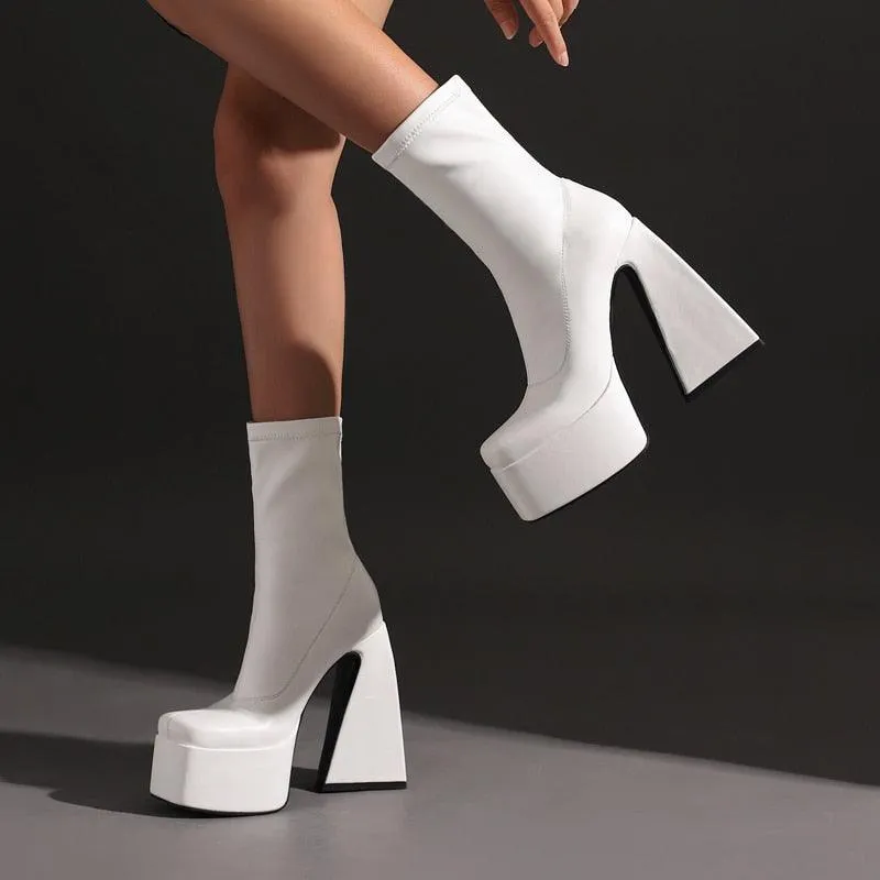 Gothic Chunky Platform Ankle Boots