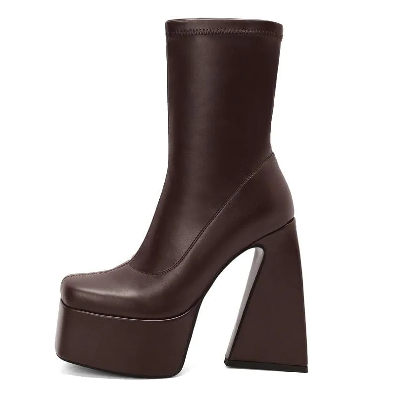 Gothic Chunky Platform Ankle Boots