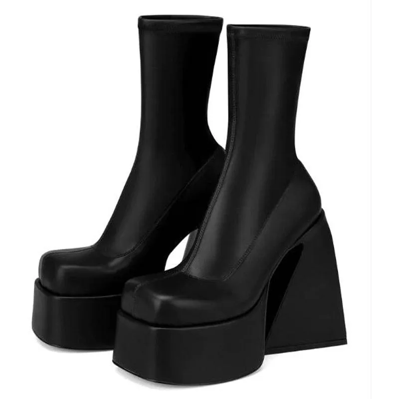 Gothic Chunky Platform Ankle Boots