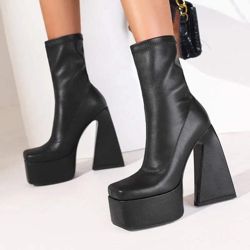 Gothic Chunky Platform Ankle Boots