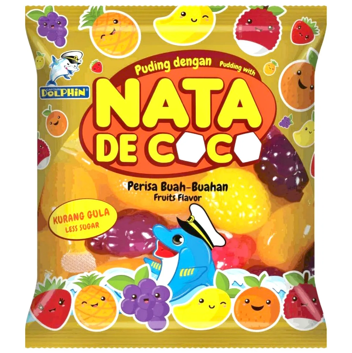 HA Captain Dolphin Nata De Coco Pudding Fruit Shape Mixed Flavour (12x40g) 480g