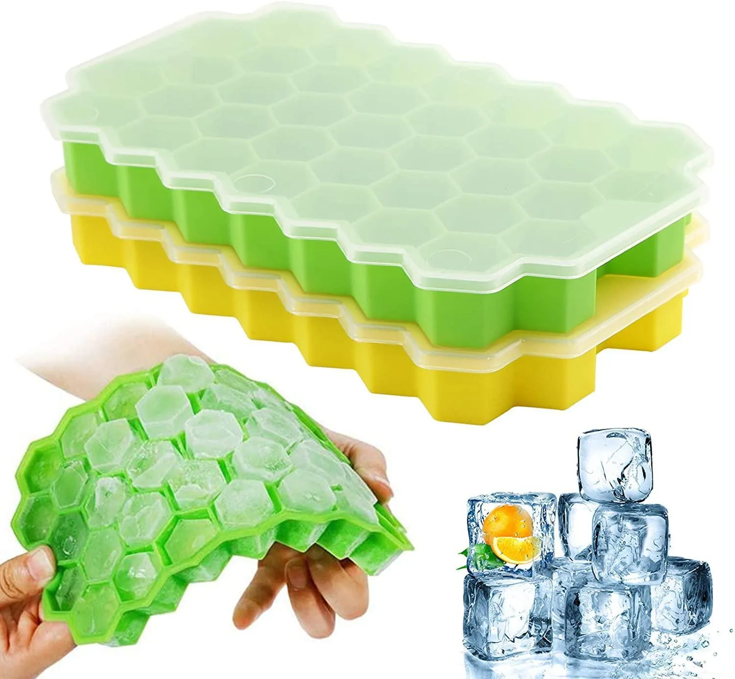 Ice Cube Trays with Lids 2-Pack