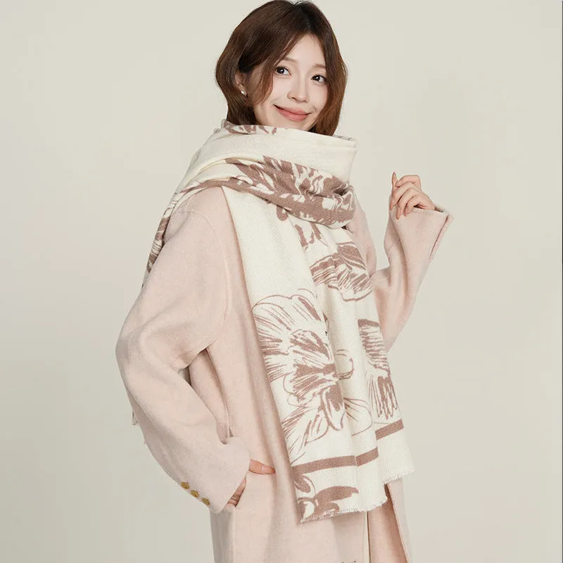 INSTOCK-Autumn and winter new flower print imitation cashmere