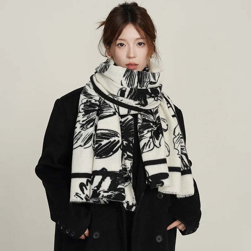 INSTOCK-Autumn and winter new flower print imitation cashmere