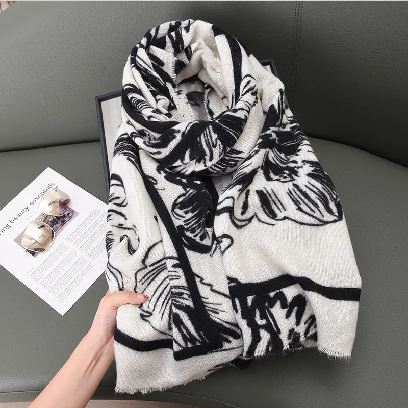 INSTOCK-Autumn and winter new flower print imitation cashmere