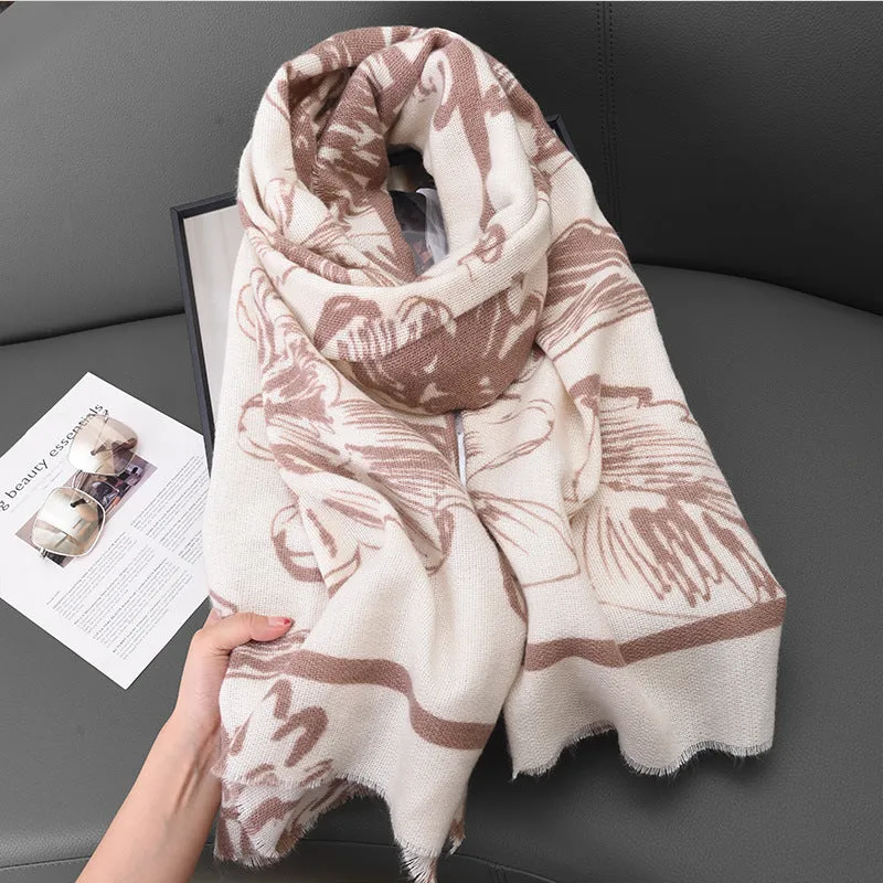 INSTOCK-Autumn and winter new flower print imitation cashmere