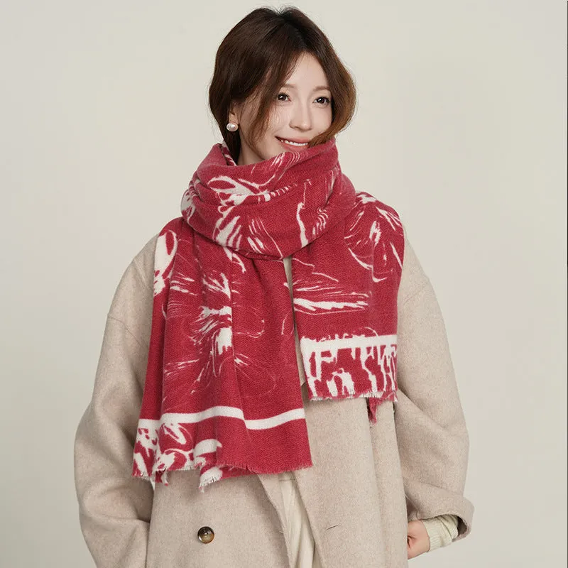 INSTOCK-Autumn and winter new flower print imitation cashmere