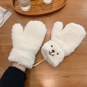 INSTOCK-Cute cartoon bear plush gloves
