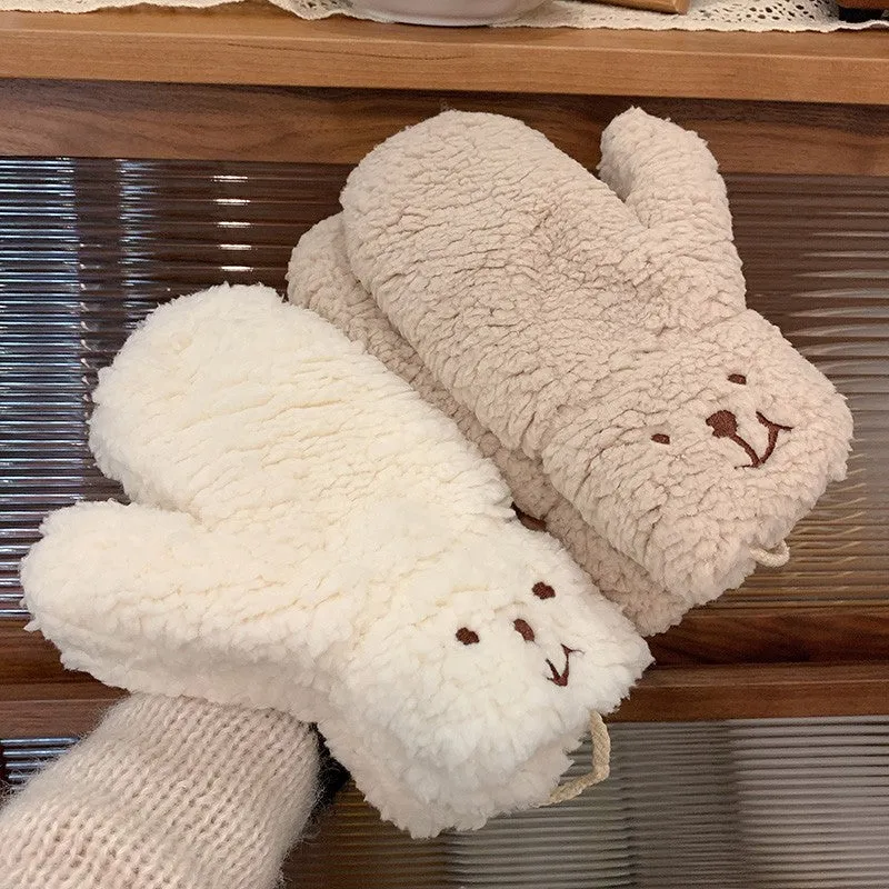 INSTOCK-Cute cartoon bear plush gloves
