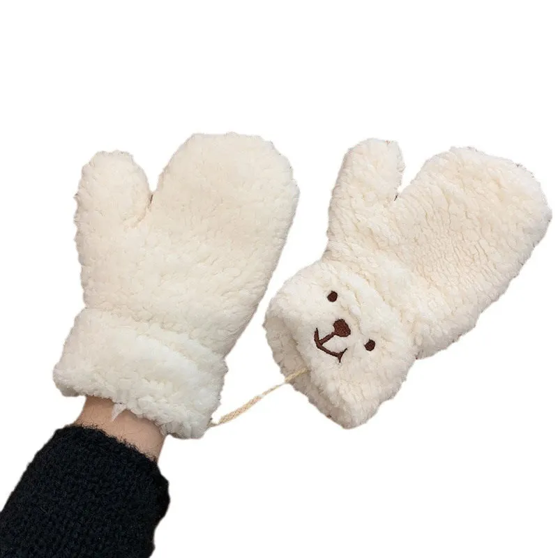 INSTOCK-Cute cartoon bear plush gloves