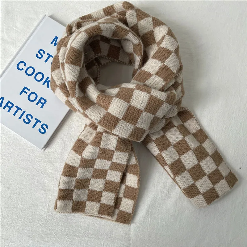 INSTOCK- Korean version of high-end checkerboard women's scarf