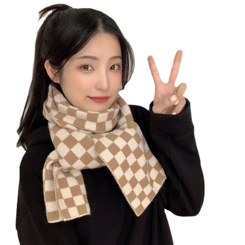 INSTOCK- Korean version of high-end checkerboard women's scarf