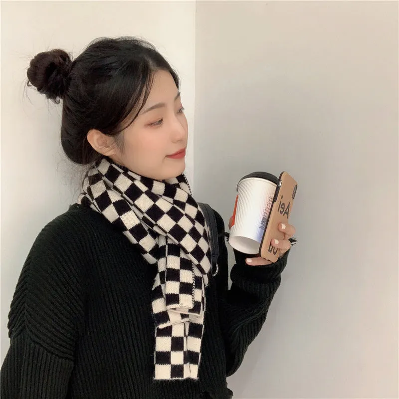 INSTOCK- Korean version of high-end checkerboard women's scarf