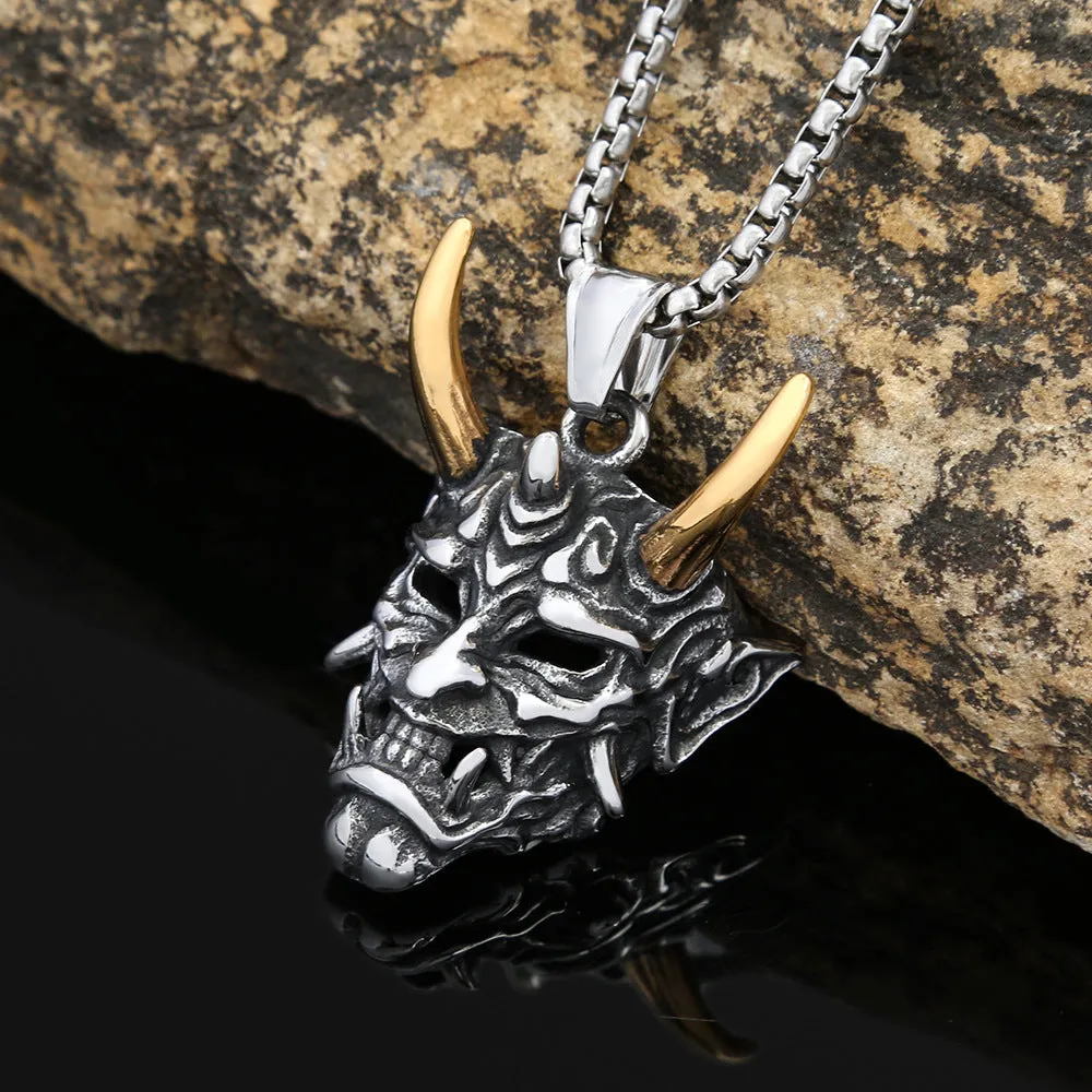 INSTOCK-new golden horn prajna titanium steel necklace men's