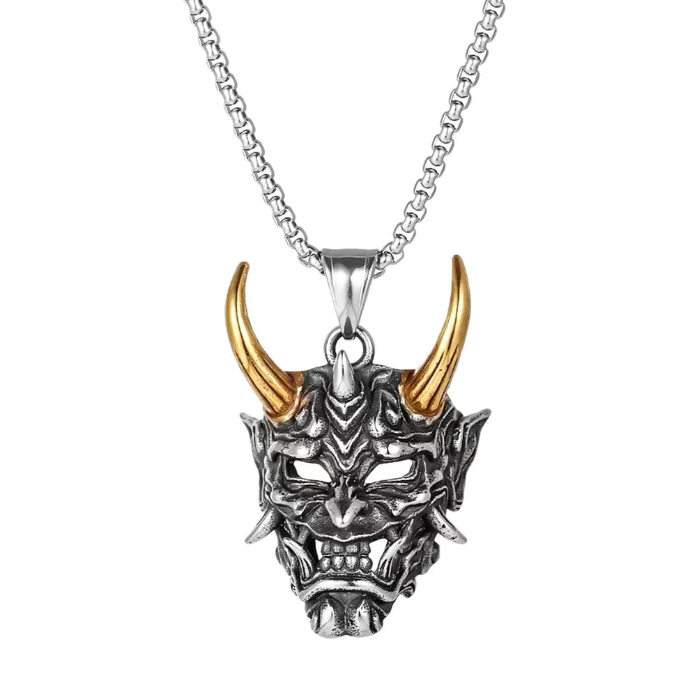 INSTOCK-new golden horn prajna titanium steel necklace men's
