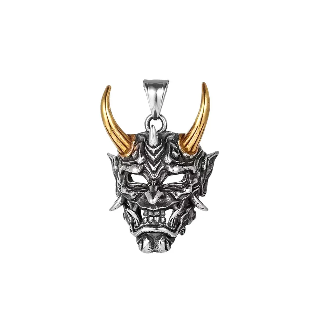 INSTOCK-new golden horn prajna titanium steel necklace men's